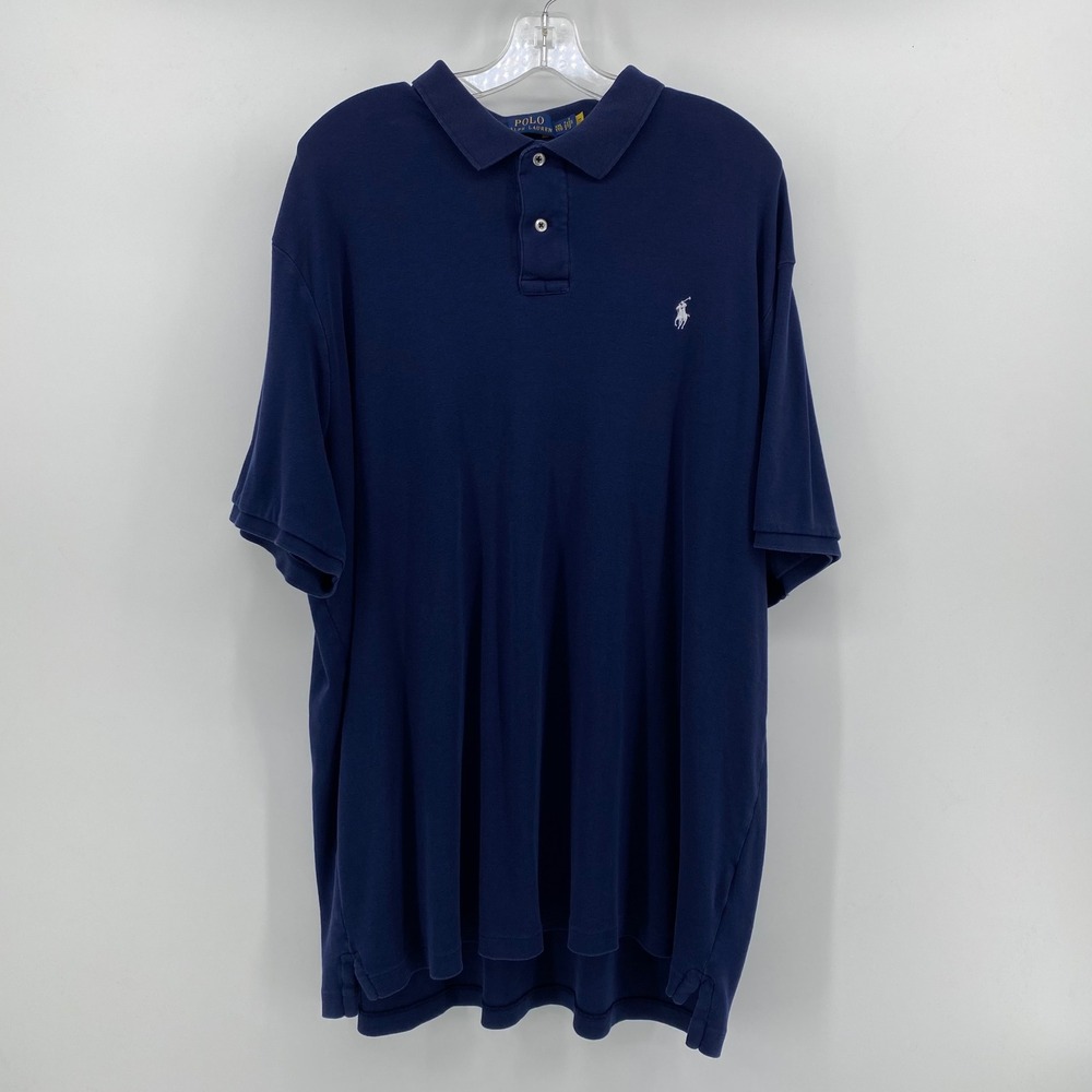 Ralph Lauren Polo Mens XXL Navy Blue Short Sleeve Pony Logo Jersey Polo Shirt